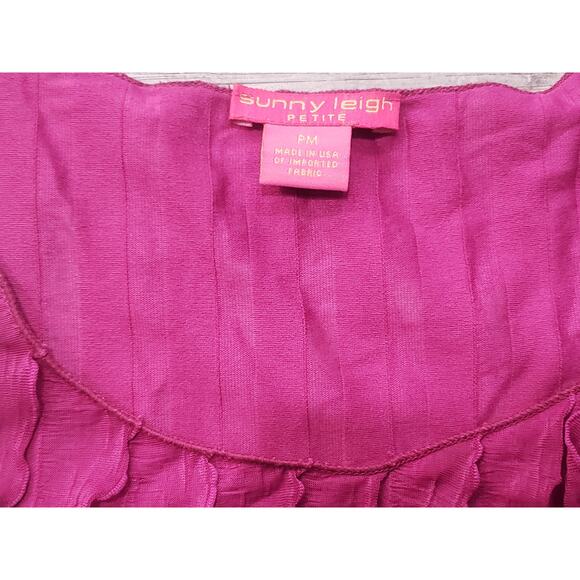 Sunny Leigh Petite Purple / Pink Ruffle Short Sleeved Blouse Top | Size PM - Picture 3 of 7